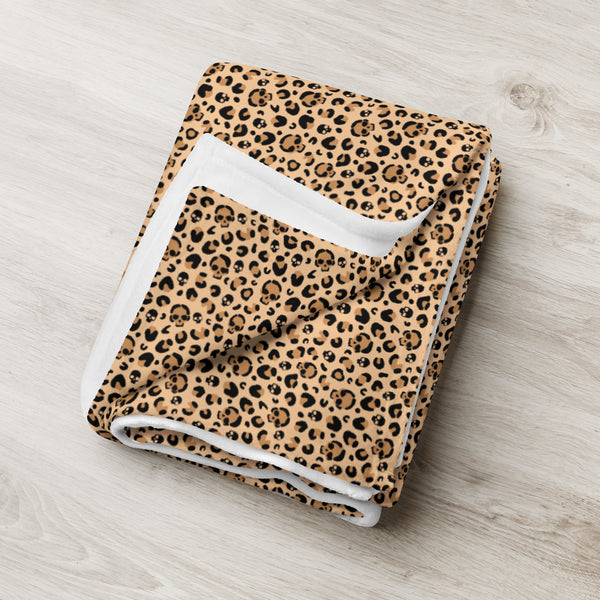 Skull Leopard Print Throw Blanket