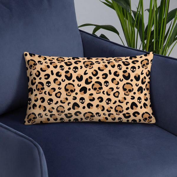 Skull Leopard Print Throw Pillows