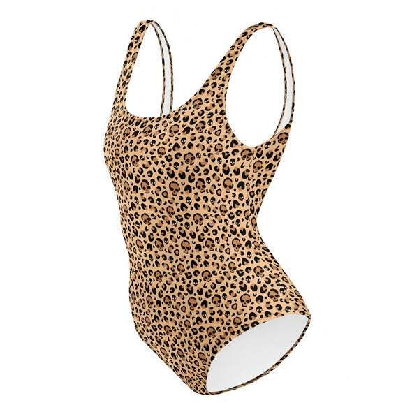 Skull Leopard Print One-Piece Swimsuit