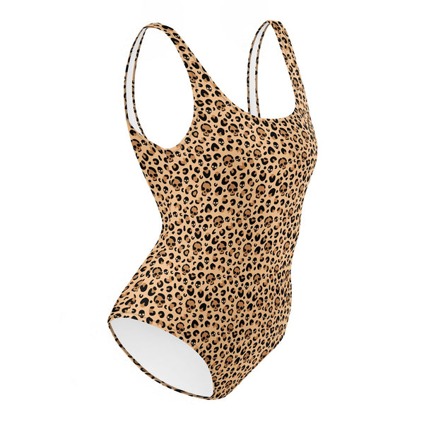 Skull Leopard Print One-Piece Swimsuit