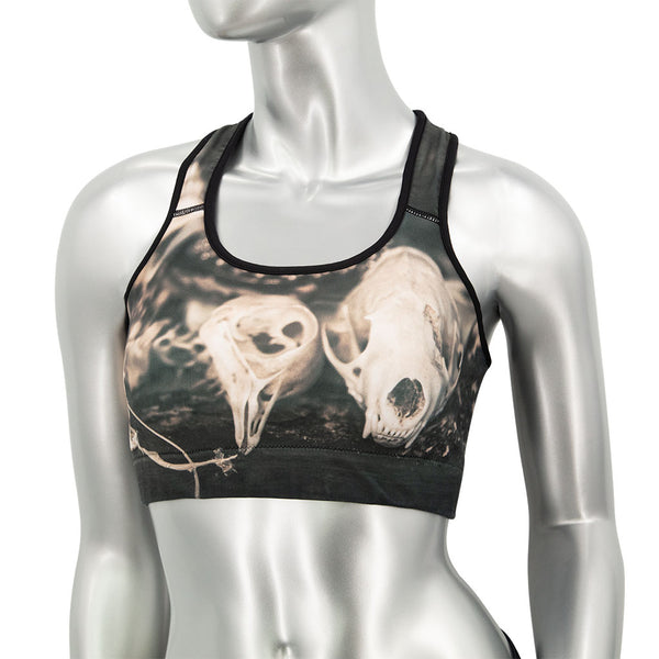 Sepia Skulls Women's Sports Bra - Gothic Fitness Clothing
