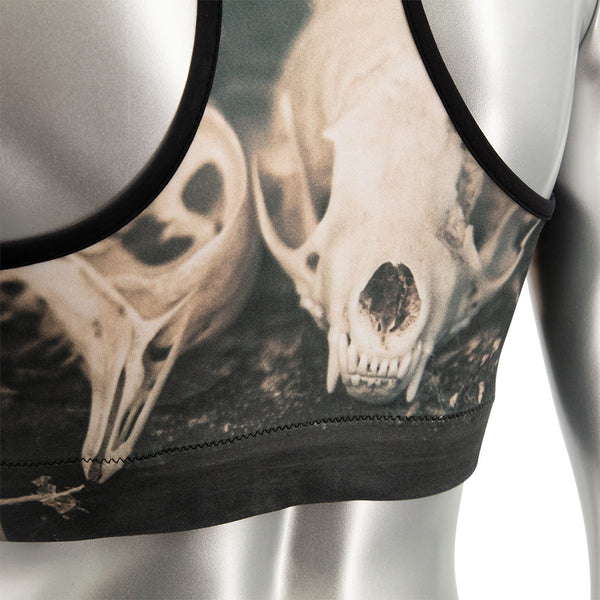 Sepia Skulls Women's Sports Bra - Gothic Fitness Clothing